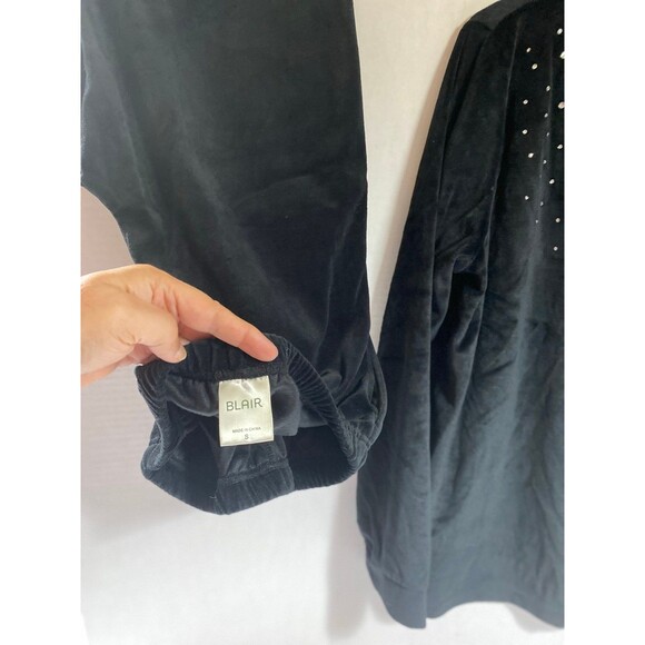 Blair 2 Piece Woman’s Rhinestone studded Black velour tracksuit NWOT size S - Picture 8 of 12